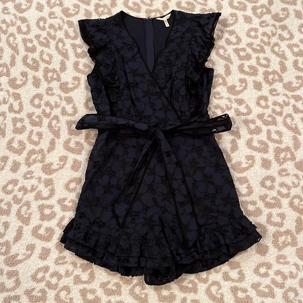 Rebecca Taylor. Black and Navy Romper. Lace. Size 6. Great Condition. Ruffles.